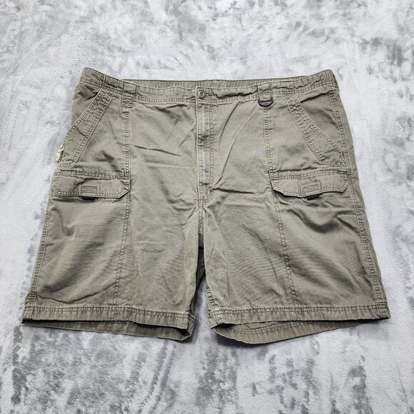 Wrangler Shorts Mens 48 Green Canvas Cotton Cargo Utility Hiking Outdoors Casual - Picture 1 of 10